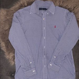 Ralph Lauren Mens blue gingham shirt like new!